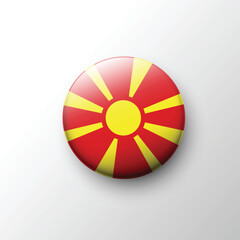 Obraz premium Glossy 3D North Macedonia flag round emblem with sunburst