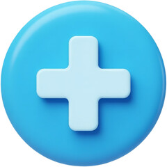 Fototapeta premium Modern 3d blue button with white plus sign for new addition concept