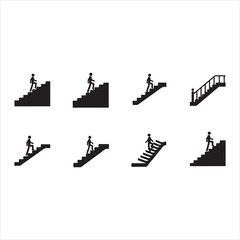 Walking up the stairs or staircase icon is represented by a silhouette and modern design. Walking up staircase or stairs icon silhouette and vector. Silhouette vector icon illustration of a person.