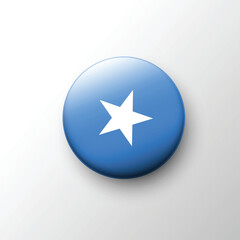 Glossy round icon of Somalia national flag with white star