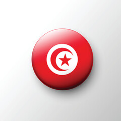 Glossy round icon of Tunisia national flag