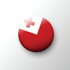 Obraz premium Glossy round icon of Tonga national flag