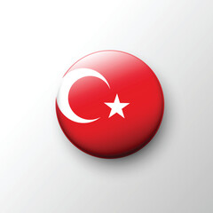 Glossy round icon of Turkey national flag