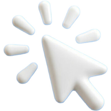Clicking 3d white mouse cursor pointer icon for digital interface