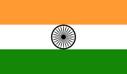 Clean Indian national flag design featuring saffron, white, green tricolor bands with a centered Ashoka chakra symbol, suitable for culture, India, flag, tricolor, chakra, national, vector, icons. 
