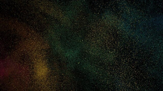 tranquil mossy green and gold specks shimmer within cosmic silence for relaxation