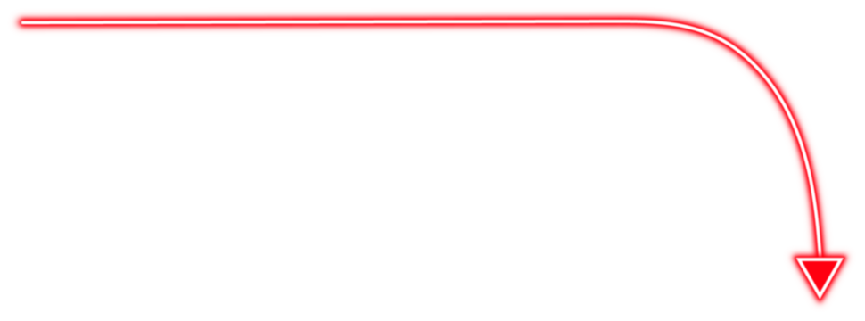 red neon down arrow isolated transparent background - Powered by Adobe