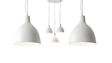 Modern white pendant lamps isolated on transparent background