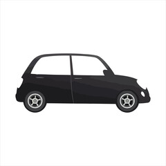 Fototapeta premium Sleek black compact car vector illustration, depicted in a clean side profile, ideal for designs related to urban transport, vehicle rentals, and daily commutes