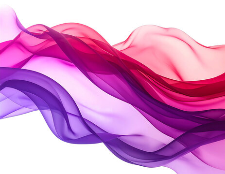 Flowing, translucent abstract fabric in shades of purple and red. Curved and wavy forms move across a black background