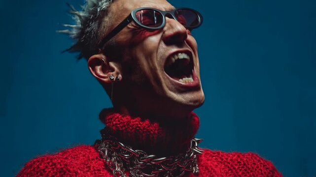 Punk portrait screaming energetic personality rebellious youth style captured in a powerful cinematic moment filled with emotion atmosphere depth and compelling visual storytelling