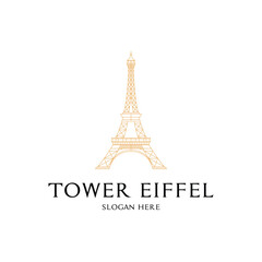minimalist eiffel tower line art logo