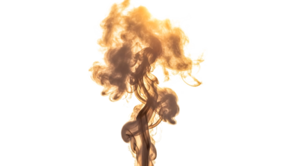 Brown smoke isolated on transparent background, abstract design