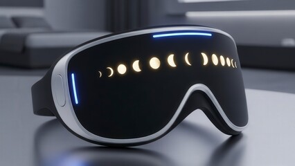 Smart Sleep Mask Moon Phases Display Futuristic Tech.