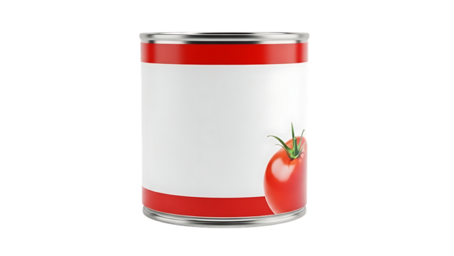 Tomato can with blank label and red accents isolated on transparent background - Powered by Adobe