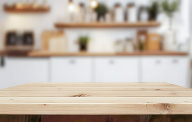 Light Wooden Kitchen Countertop Mockup Product Background