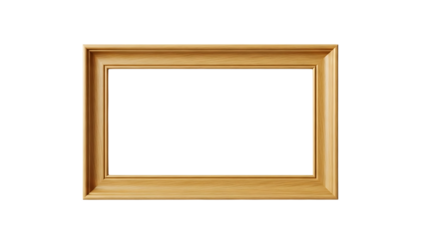 Empty wooden picture frame isolated on transparent background