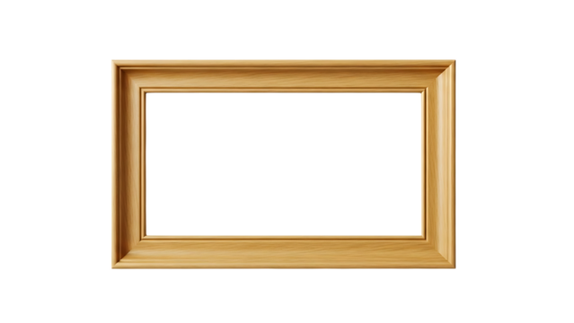 Empty wooden picture frame isolated on transparent background