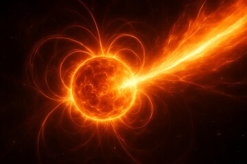 Obraz premium A highly realistic, deep-space rendering of an isolated neutron star.