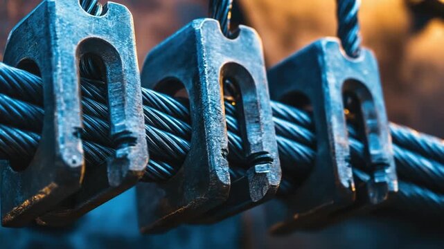 Video Close-up view of various metal clamps