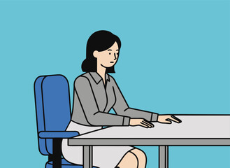 Businesswoman sitting at office desk, professional work concept