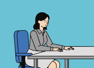 Businesswoman sitting at office desk, professional work concept