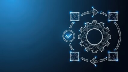 Obraz premium Digital gears and flowchart elements representing technology and automated processes