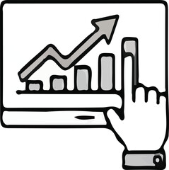 Digital data visualization and financial growth trend analysis