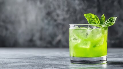 Refreshing Basil Gin Smash Cocktail with Fresh Green Garnish