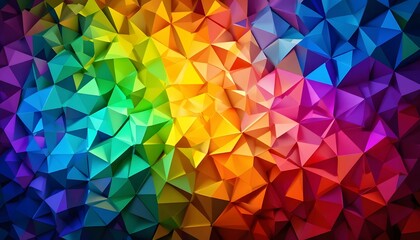 Vibrant abstract geometric rainbow pattern with faceted texture