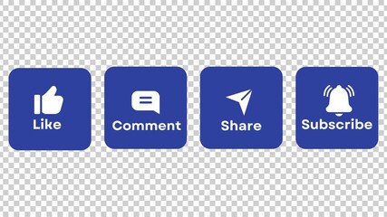Transparent Social Media CTA Overlay – Like Comment, Share, Subscribe Buttons Animation. - Powered by Adobe
