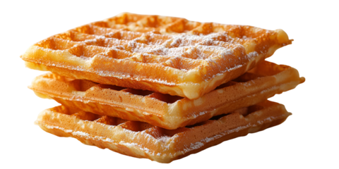 Golden brown stacked waffles