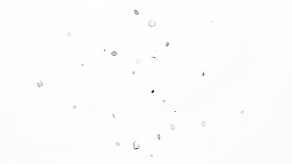 Floating reflective particles creating minimalist sparkle white background