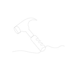 single continuous line image of a hammer. on a white background. Linear style. vector hammer for construction. vector illustration