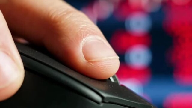 Delve into the world of digital trading as a focused finger hovers above a mouse button, ready to make crucial decisions. The market pulses with activity and vibrant numbers.