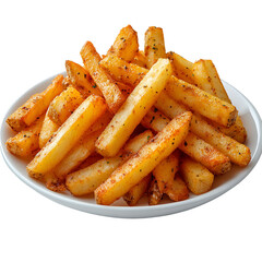 Golden crispy french fries pile on plate