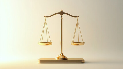 A minimalist gold balance scale standing on a rectangular base, clear symbolism of shared property and negotiation, suitable for legal or mediation visuals . Copy space