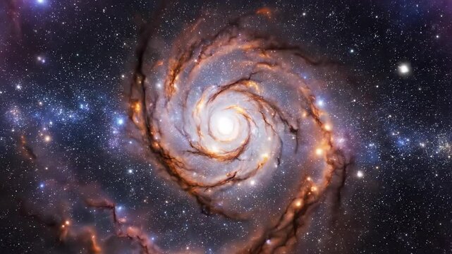 Celestial Spiral: The image showcases a celestial spiral galaxy, an astronomical marvel with radiant, swirling arms and a bright core, set against a backdrop of cosmic dust and distant stars.