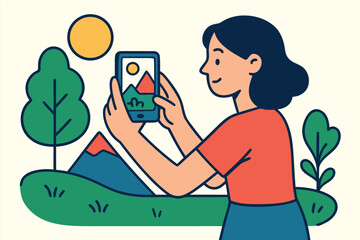  Two friends capturing nature moments Sunlit