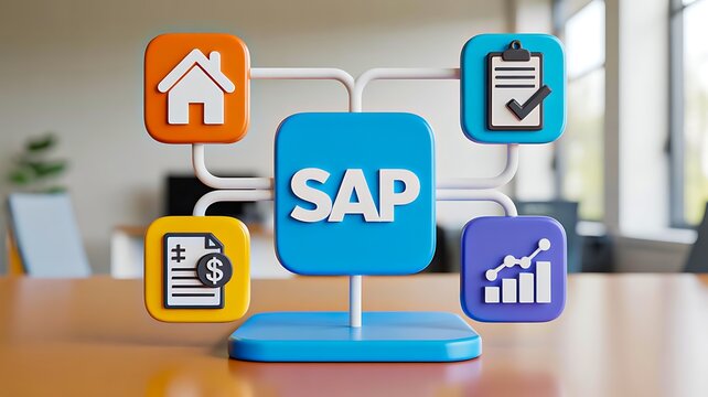 Business software concept with sap platform icons
