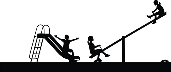 Children Playground Silhouette Illustration