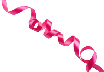 A bright pink ribbon in a swirling pattern isolated on a transparent background