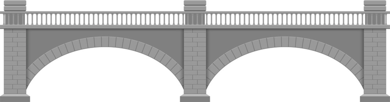 Historical brown brick arch bridge railing balustrade transparent png image