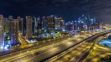 Fototapeta premium Fantastic rooftop skyline of Dubai marina timelapse.