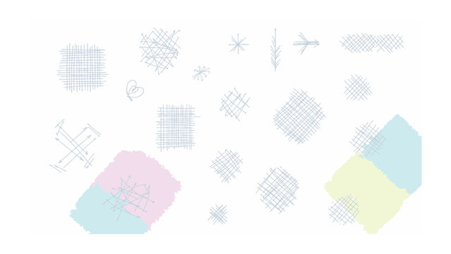 Abstract Geometric Elements: A collection of various geometrical abstract elements, strokes and shapes, offering design versatility for creative concepts and visual communication. 