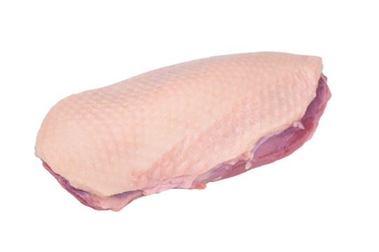 Raw duck breast fillets on white background ideal for gourmet poultry cooking and fresh ingredient stock images.