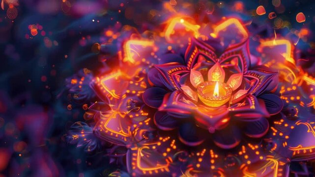 Video Close-up shot of a flower containing a lit candle, ideal for use in still life or interior design scenes