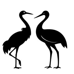 Obraz premium Common Crane Silhouette – Minimal Black Vector Icon