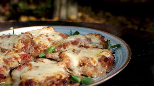 Oven bake Japanese Doria with rice and meat topped with creamy b&eacute;chamel sauce and melted cheese Served in a ceramic pot this comforting dish is warm cheesy and savory perfect for a hearty.