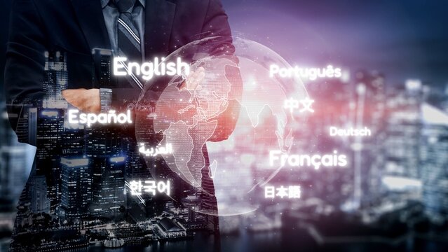 Global communication with multiple languages, digital translation tools, multilingual technology, cross-cultural communication, and virtual language learning environments. Muxer